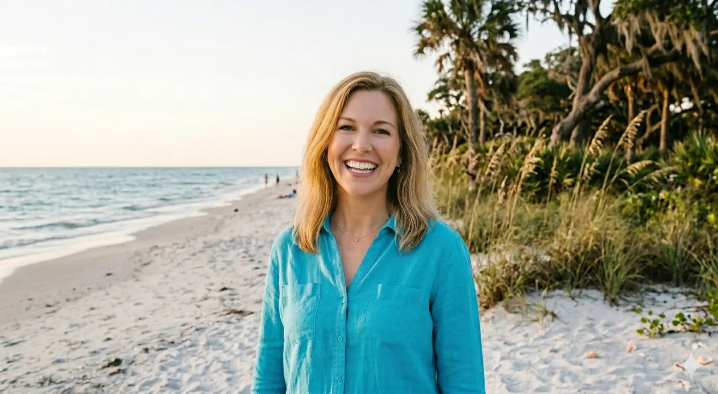 cosmetic dentistry in gainesville, fl a woman smiling on the beach